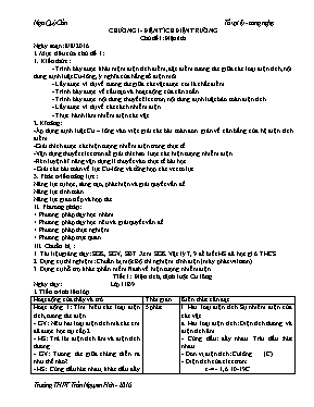Giáo án Vật lí lớp 11 - Học kì I - Năm học 2016-2017 - Ngô Quý Cẩn